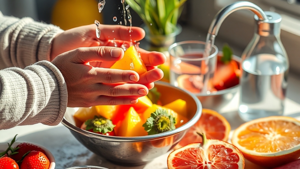 장염 예방을 위한 생활 습관 (realistic 스타일)