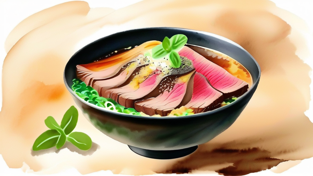 간단하지만 맛있는 소고기덮밥 레시피의 비밀 (watercolor 스타일)