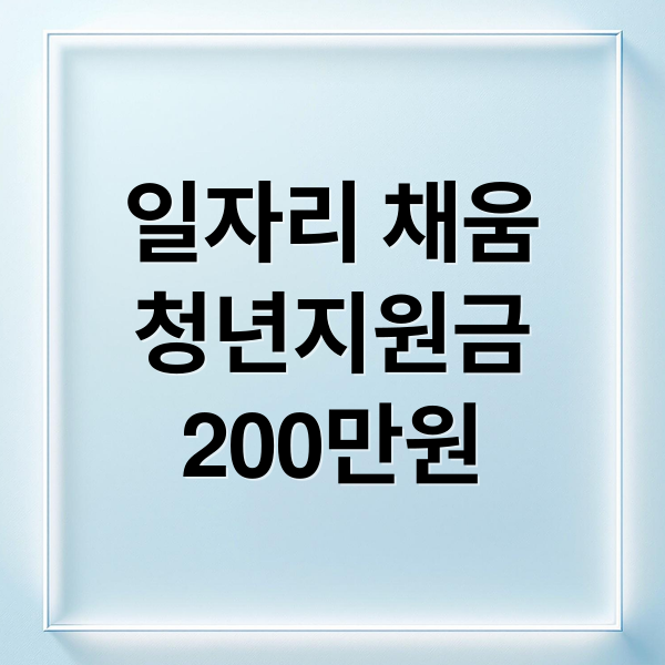 일자리 채움
청년지원금
200만원 (일자리채움 청년지원금 200만원)