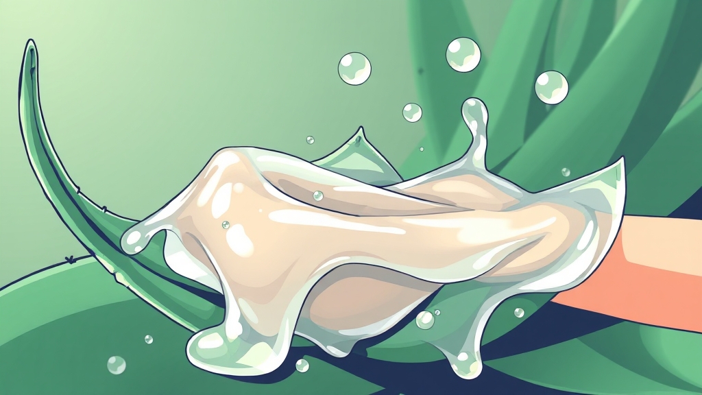 알로에겔 효능: 피부 진정 및 상처 치유 (illustration 스타일)