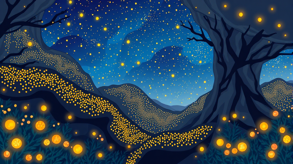 반딧불이 생태 전시와 특별한 체험 (cartoon 스타일)