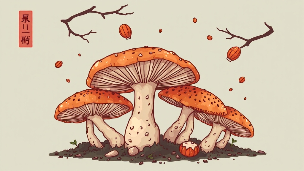 상한 버섯 섭취 시 증상 및 위험성 (illustration 스타일)