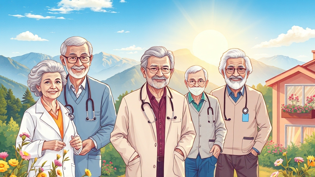 노인 복지 강화 (illustration 스타일)