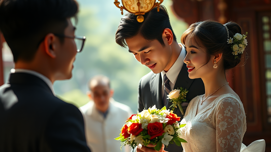 남창희와 윤영경, 드라마 같은 만남과 결혼 스토리 (realistic 스타일)