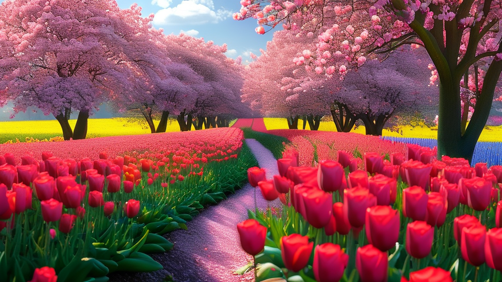 잊지 못할 봄날의 추억을 선사할 여행지 (realistic 스타일)