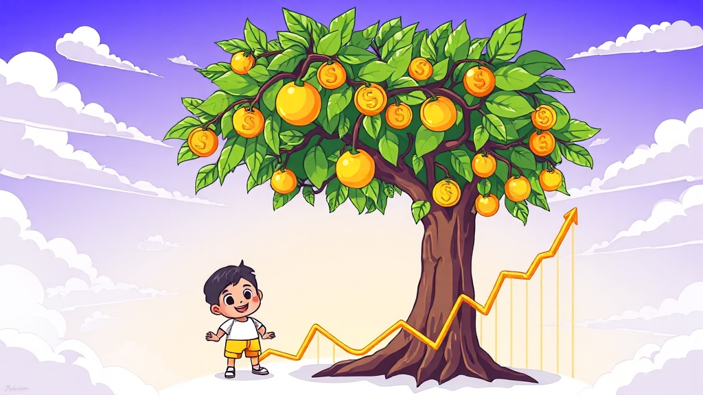 배당금 재투자, 복리 효과를 누리자! (cartoon 스타일)