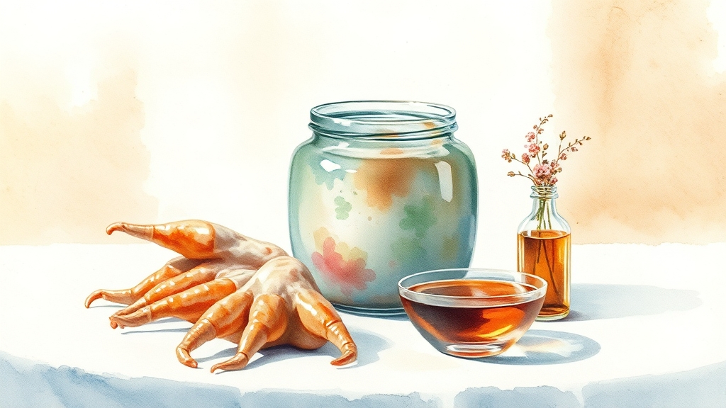 다양한 옻 관련 제품 (watercolor 스타일)