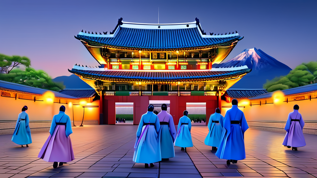 경복궁 야간 관람 시 알아두면 좋은 편의 시설 및 주의사항 (realistic 스타일)