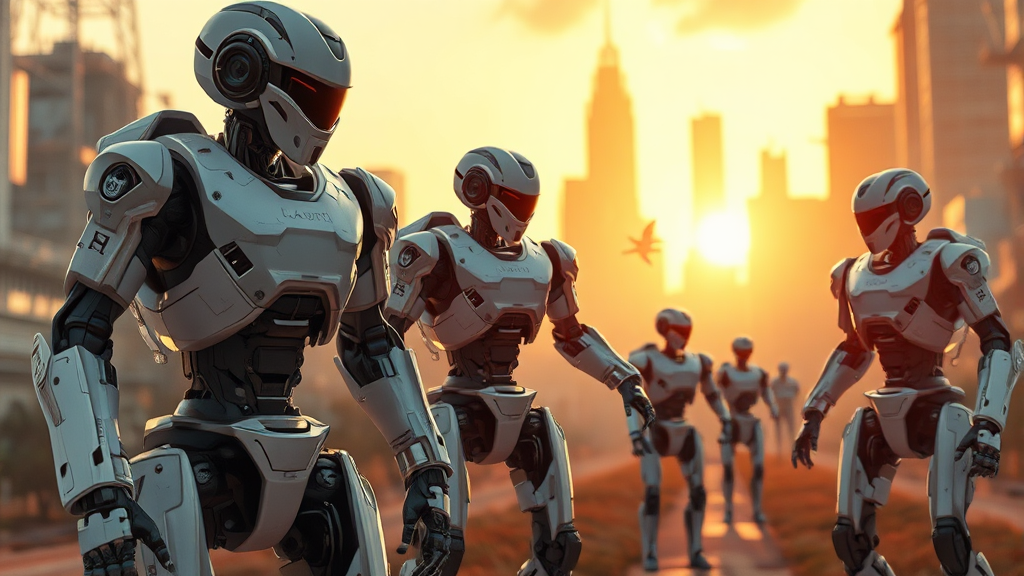 휴머노이드 로봇 활용 분야 (realistic 스타일)