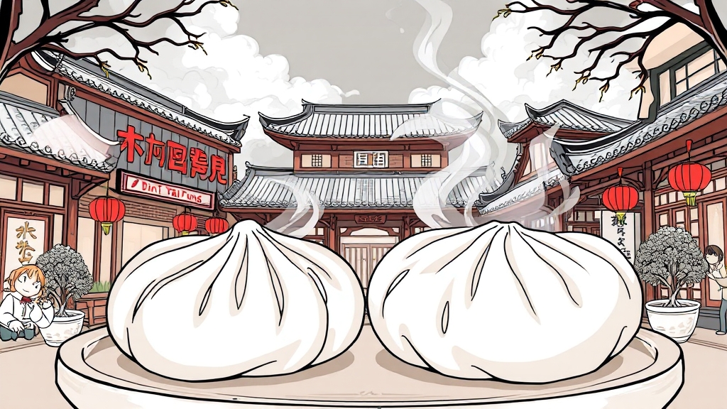 상하이 인기 맛집: 딘타이펑 & 난샹 만두점 (illustration 스타일)