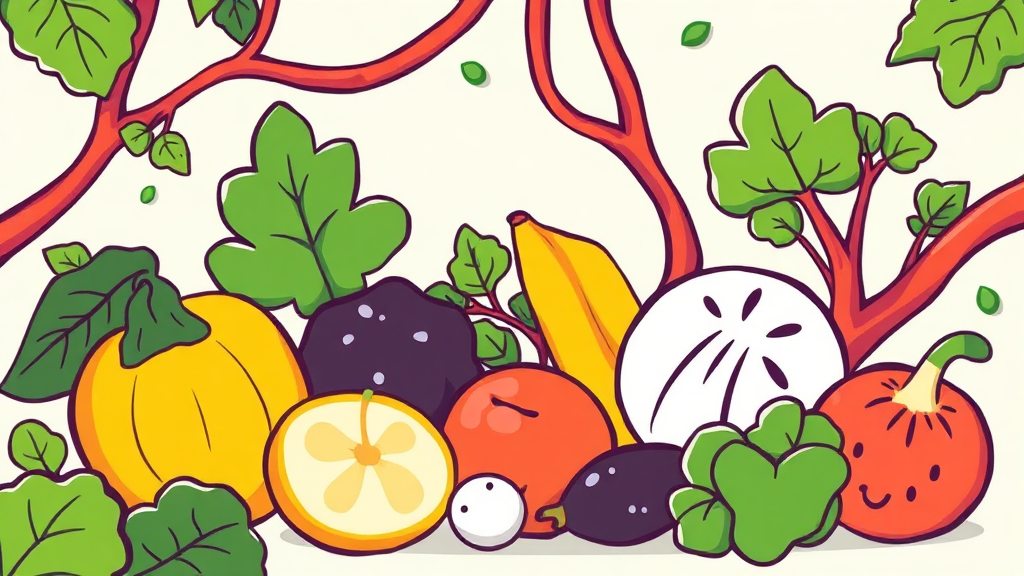 혈압 관리에 도움 되는 채소와 과일의 비밀 (cartoon 스타일)