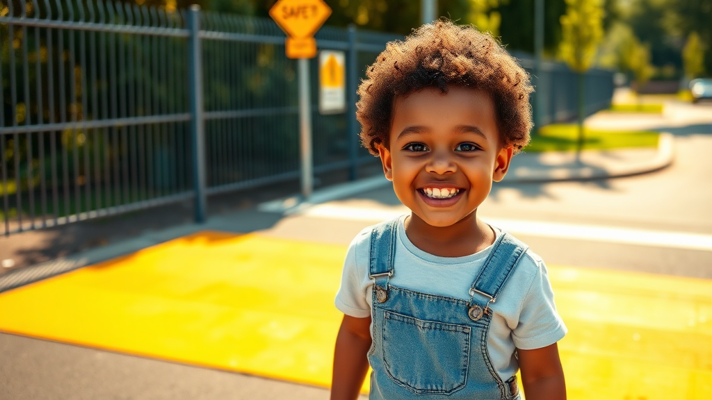 어린이·노인 보호구역, 안전 최우선! (realistic 스타일)