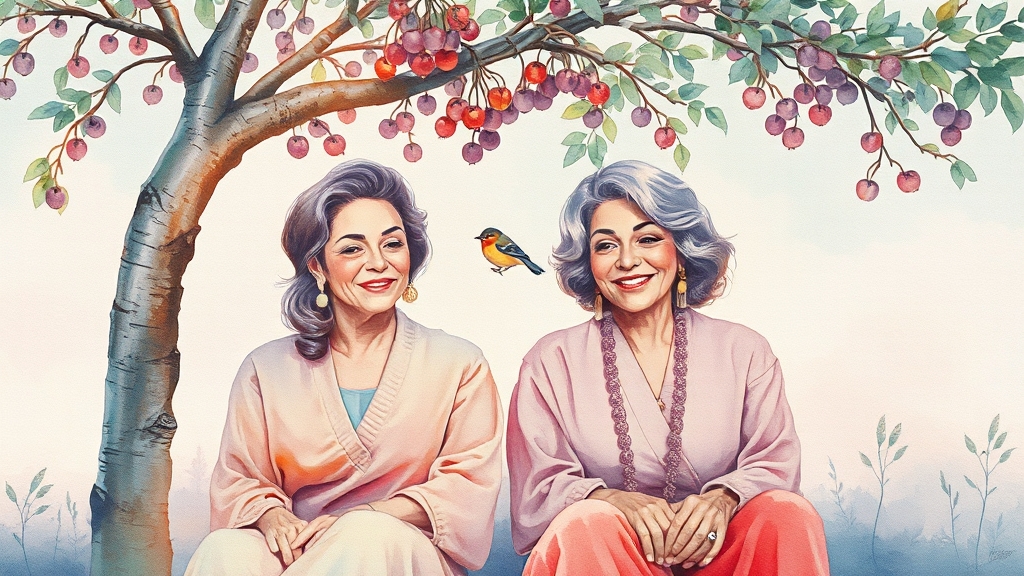 갱년기 증상별 오디 효과 (watercolor 스타일)