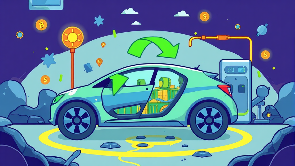 폐배터리 재활용 시장의 투자 포인트와 기회 (cartoon 스타일)