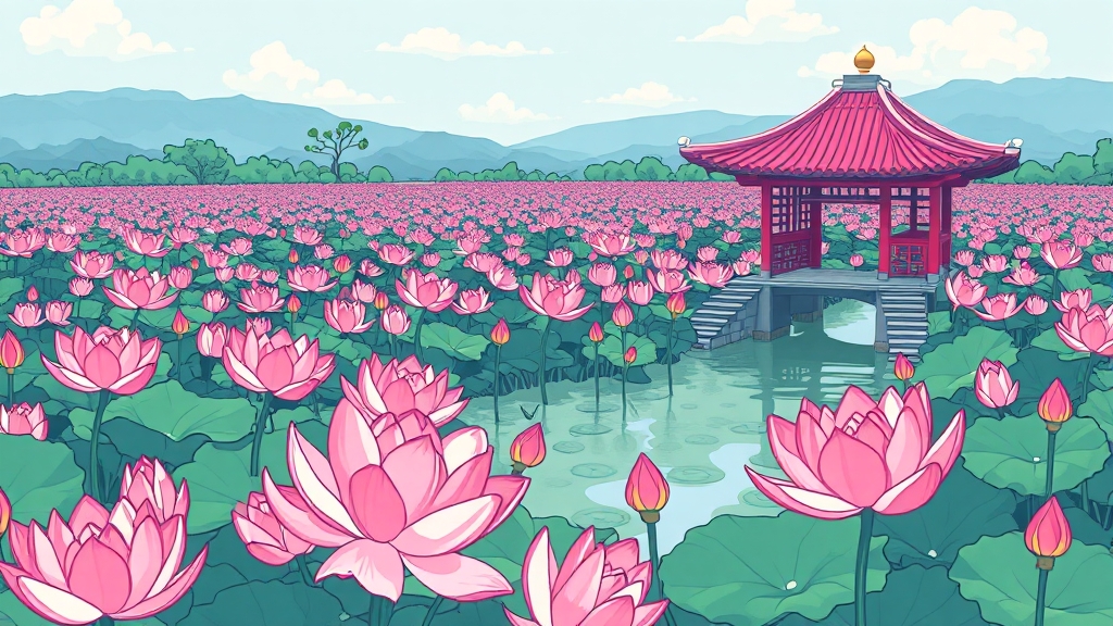 세미원 연꽃축제 정보 및 코스 (cartoon 스타일)