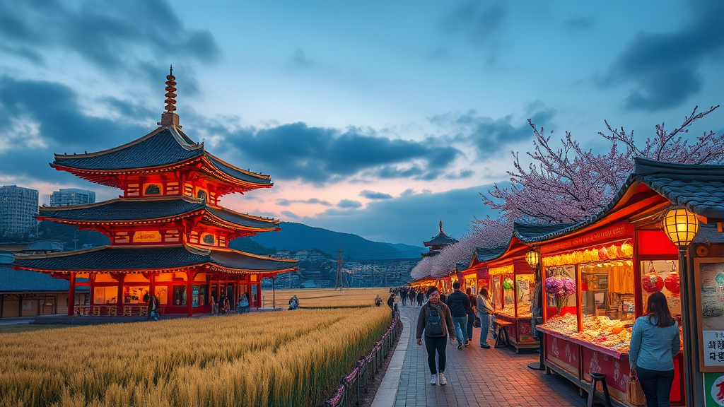 축제와 함께 떠나는 전라북도 숨은 명소 (realistic 스타일)