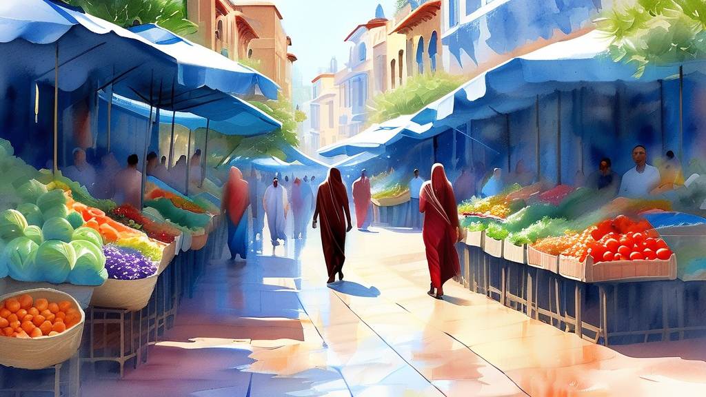 모란시장 5일장: 전국 오일장의 특징과 비교 (watercolor 스타일)