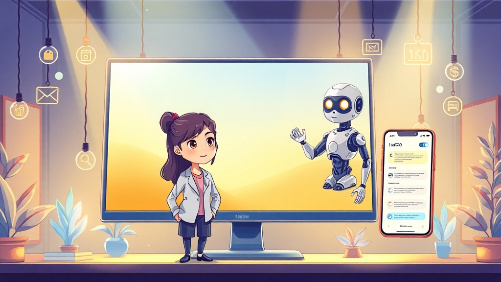 온라인 상담 및 FAQ 활용 (cartoon 스타일)