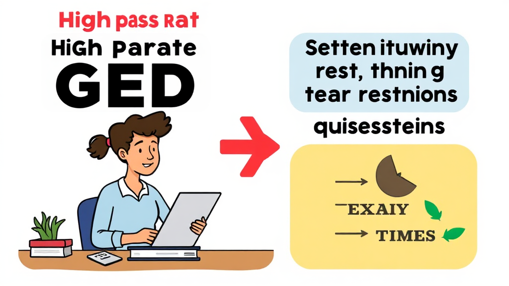 검정고시 합격률 높이는 학습 전략 및 노하우 (cartoon 스타일)