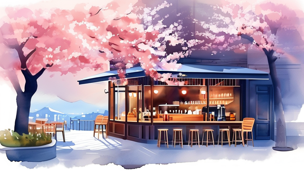 벚꽃 시즌, 놓치면 후회할 도심 속 카페 가이드 (watercolor 스타일)