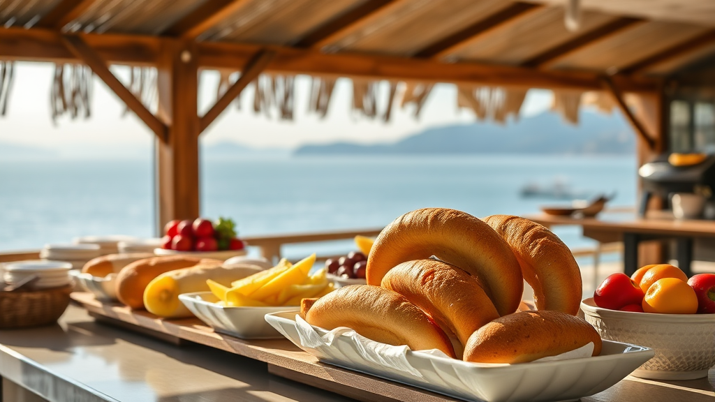 조식 뷔페 가격 정보 (realistic 스타일)