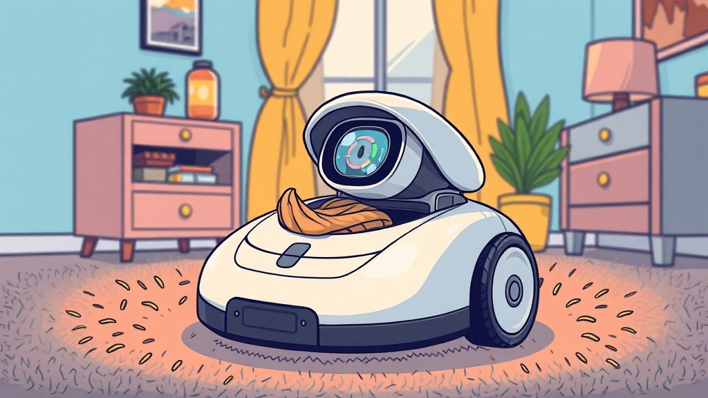 흡입력 및 청소 성능 (cartoon 스타일)