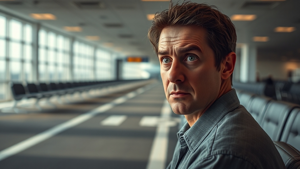 비행기 놓치는 꿈: 불안과 기회 상실 (realistic 스타일)