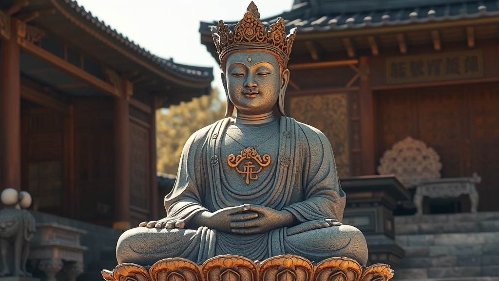 석조보살좌상의 매력 포인트 (realistic 스타일)