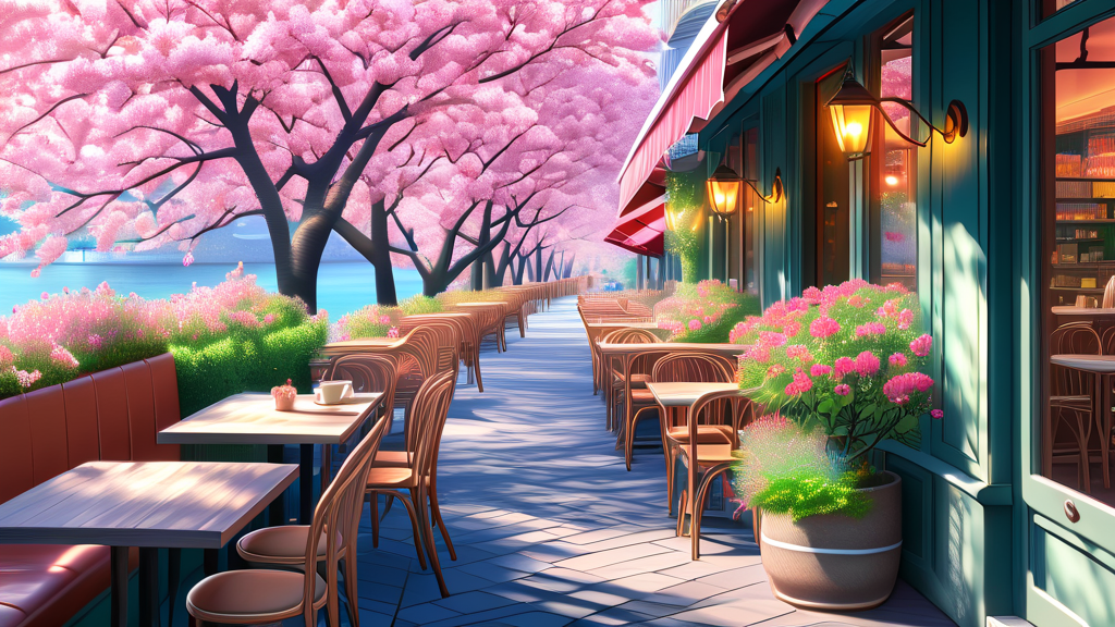 홍대 솔내길, 숨겨진 벚꽃 명소의 매력 (realistic 스타일)