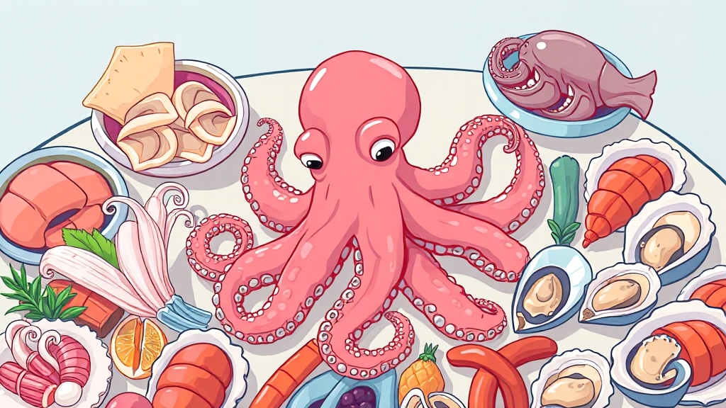 타우린 풍부한 음식은? (cartoon 스타일)