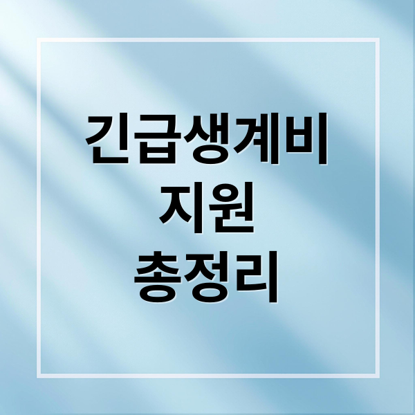 긴급생계비 지원 총정리 가이드