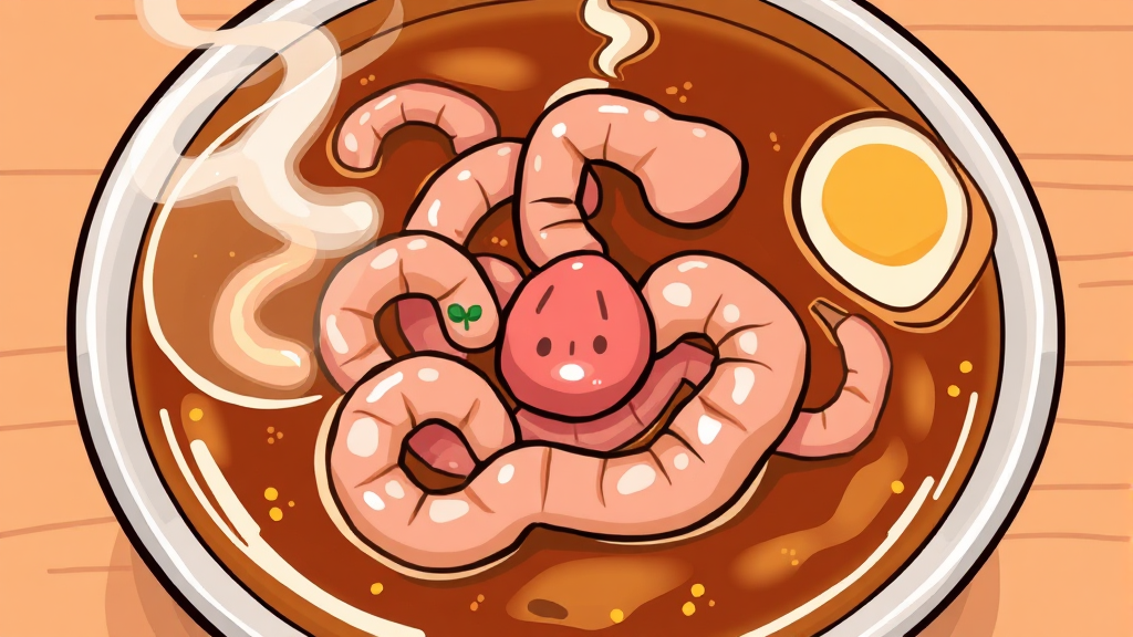 내장곰탕 맛보기: 깊고 진한 국물 (cartoon 스타일)