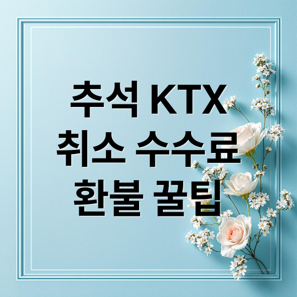 추석 KTX
취소 수수료
환불 꿀팁 (추석 KTX 예매 취소 환불 수수료)
