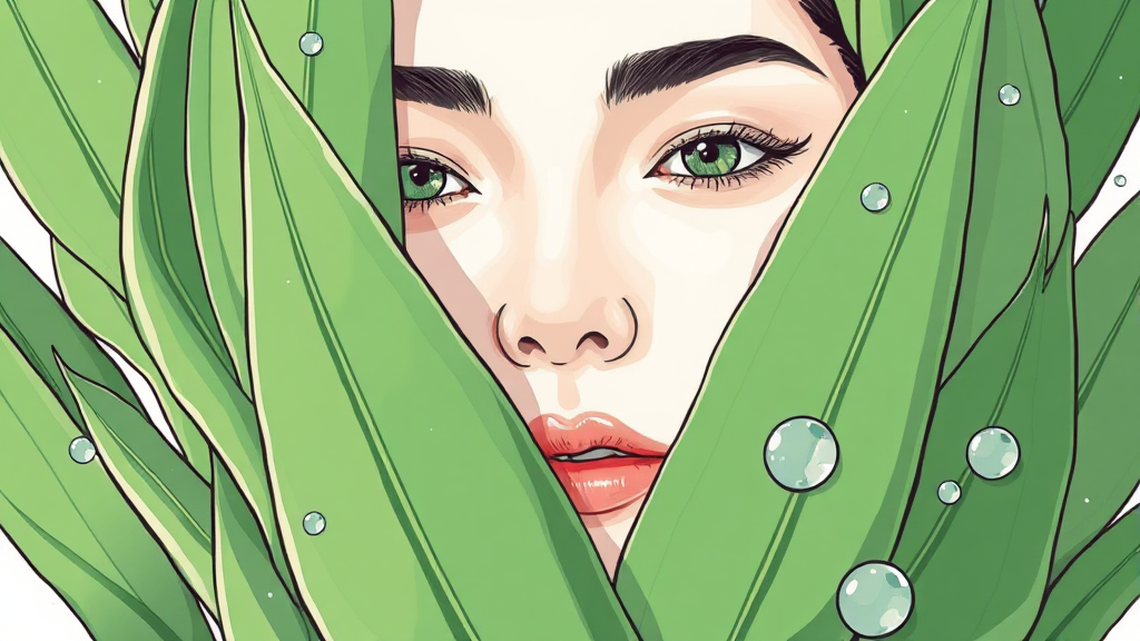 삼백초 추출물의 피부 건강 효능 (illustration 스타일)