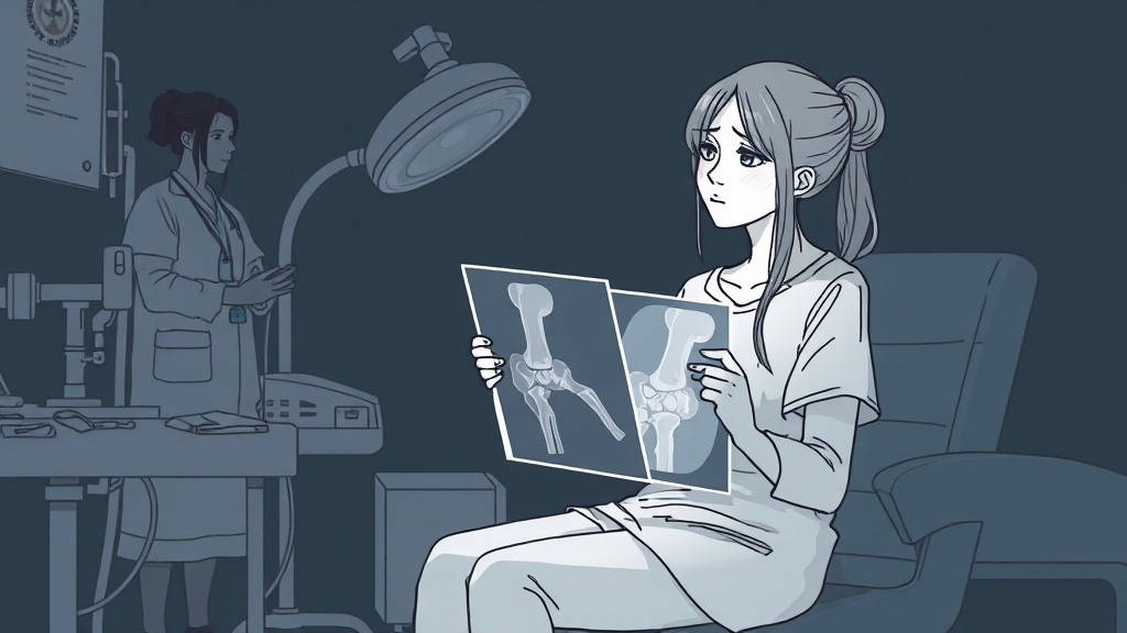 보아, 급성 골괴사 진단 (illustration 스타일)