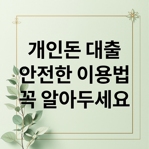 개인돈 대출
안전한 이용법
꼭 알아두세요 (개인돈 대출 위험 안전)