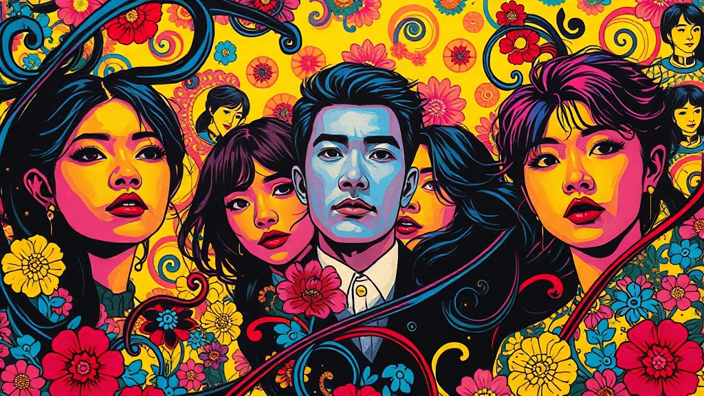 인물 관계도 및 주요 상호작용 (popart 스타일)