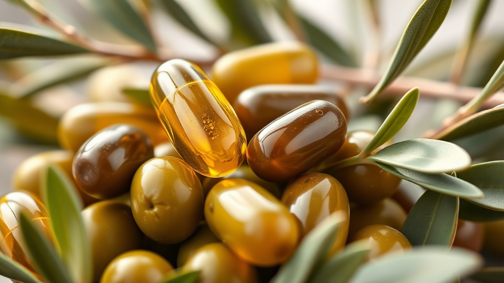 나에게 맞는 올리브오일 캡슐 선택 가이드 (realistic 스타일)