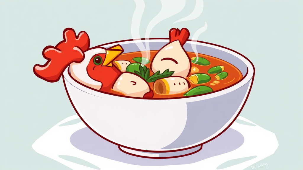 능곡 닭내장탕, 얼큰함의 비밀 (cartoon 스타일)