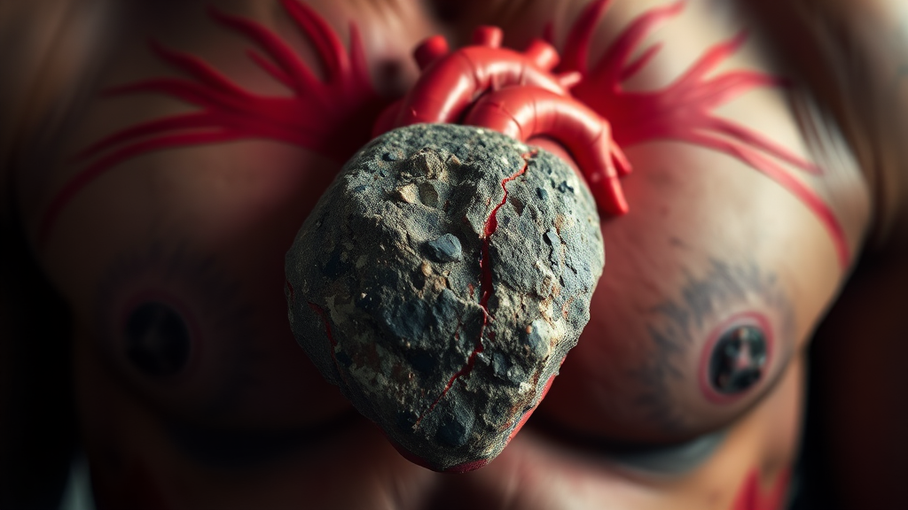 가슴 답답함, 우리 몸의 경고 신호 (realistic 스타일)