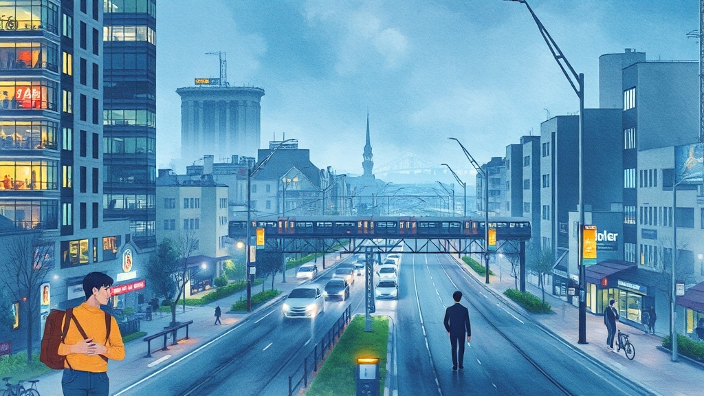 자녀 통학 환경은? (watercolor 스타일)