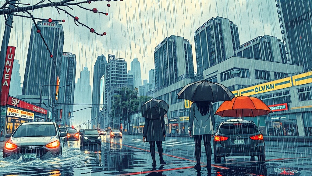 2025년 장마, 언제 시작될까? (illustration 스타일)