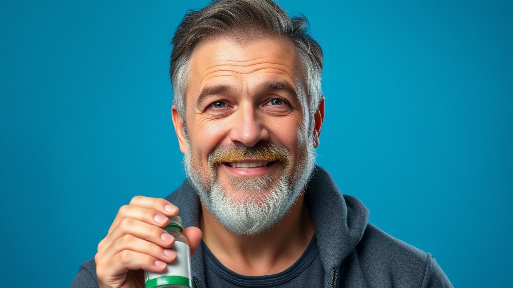 남성 갱년기 영양제와 약물 치료 (realistic 스타일)