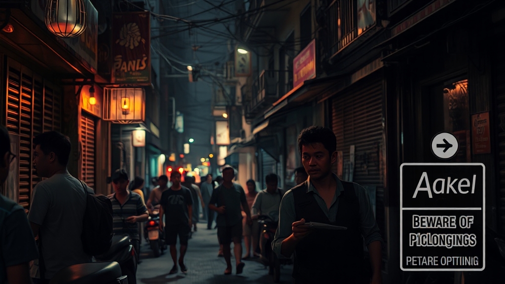 현지 주요 위험 지역 및 행동 수칙 (realistic 스타일)