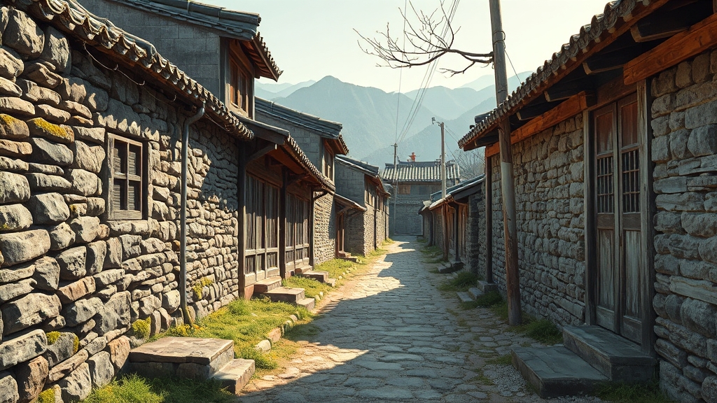 무섬마을: 시간을 간직한 곳 (realistic 스타일)