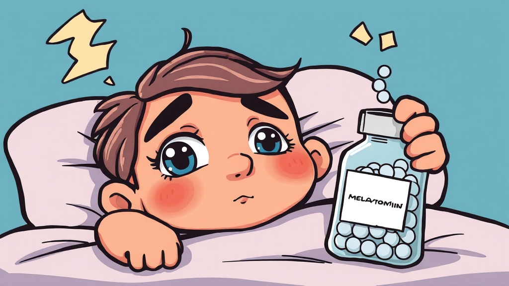 멜라토닌 부작용 & 주의사항 (cartoon 스타일)