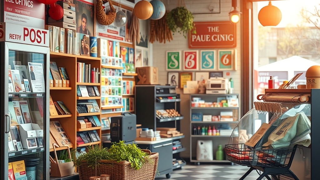 우체국 쇼핑 및 기타 서비스 (realistic 스타일)