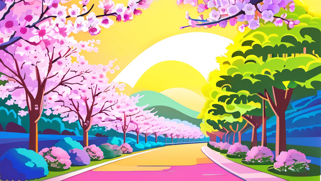 청주 벚꽃 개화 시기 및 예상 (cartoon 스타일)
