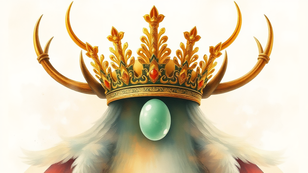 신라 금관에 투영된 신라인의 세계관 (watercolor 스타일)