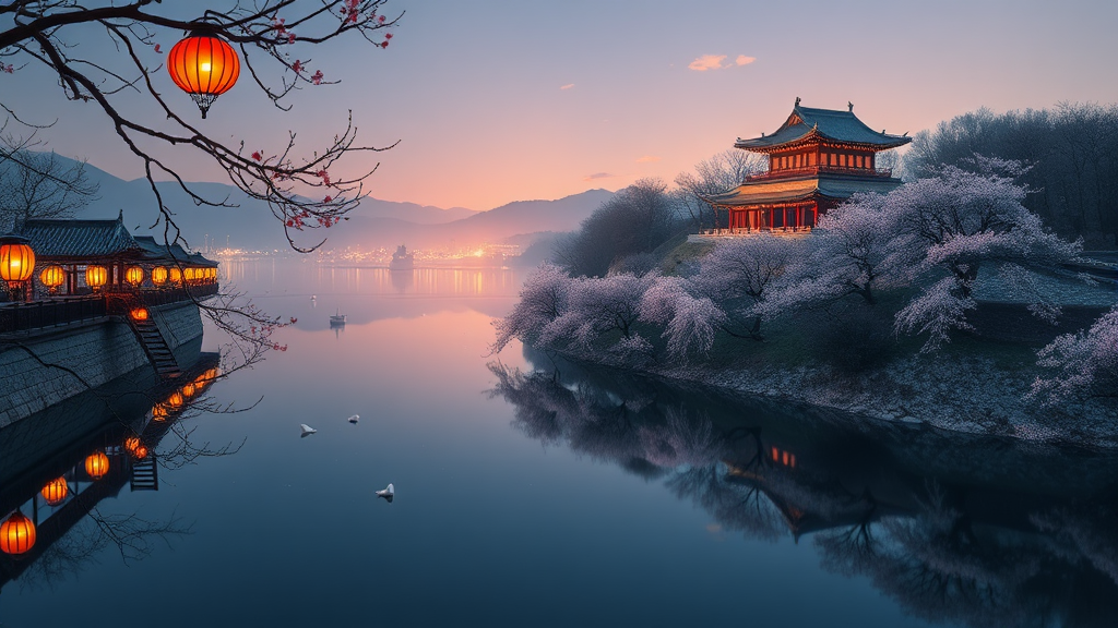 진주성 & 남강: 역사와 자연이 함께하는 산책 코스 (realistic 스타일)